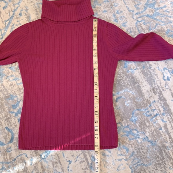 Aritzia Babaton Zander Ribbed Turtleneck Long Sleeve Raspberry Sz M - Picture 7 of 9